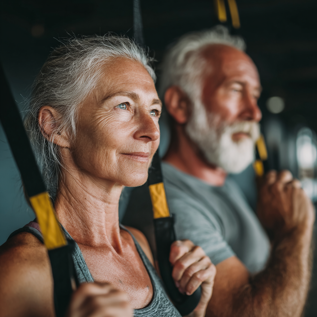mature adults engaging in personalized fitness training session